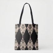 Elegantes rosa und schwarz-Diamant-Damasketmuster Tasche (Vorderseite)