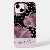 Elegantes Rosa und Schwarz Mit Monogramm Case-Mate iPhone Hülle (Rückseite)
