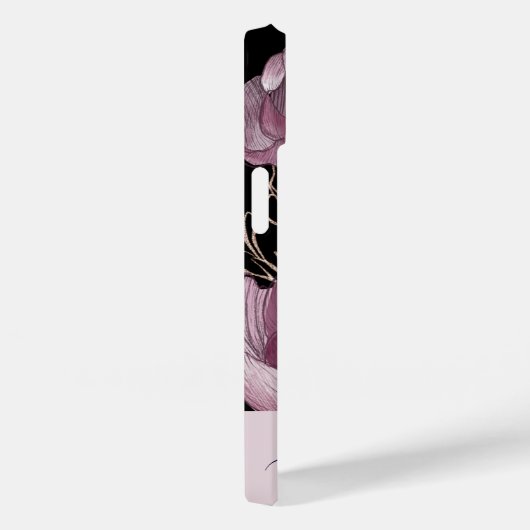 Elegantes Rosa und Schwarz Mit Monogramm Case-Mate iPhone Hülle (Rückseite / Rechts)