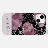 Elegantes Rosa und Schwarz Mit Monogramm Case-Mate iPhone Hülle (Rückseite (Horizontal))
