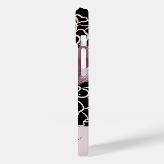 Elegantes Rosa und Schwarz Mit Monogramm Case-Mate iPhone Hülle (Rückseite / Links)