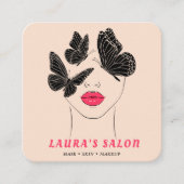 Elegantes Rosa und schwarze Schmetterlinge Frauen Quadratische Visitenkarte (Vorderseite)