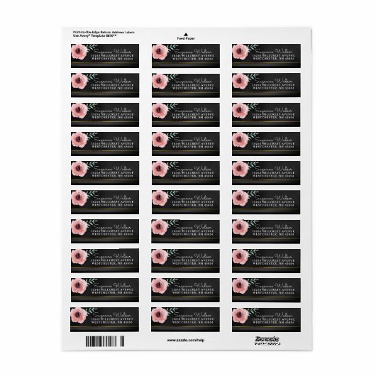 Elegantes Rosa und schwarzes Floral mit Goldadress (Vorne)