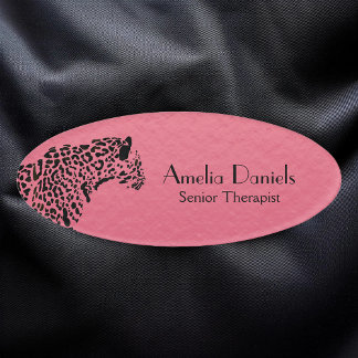 Elegantes Rosa und schwarzes Jaguar Namenschild