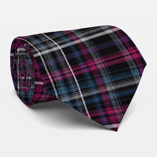 Elegantes rosa und schwarzes Karo-Gingham-Muster Krawatte (Gerollt)