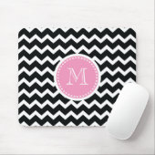Elegantes rosa und schwarzes Retro Zickzack Mousepad (Mit Mouse)