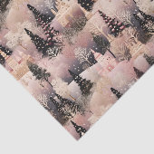 Elegantes Rosa und Schwarzes Weihnachtsdorf Seidenpapier (Ausschnitt)