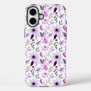 Elegantes rosa und violettes Blumenmuster iPhone 16 Plus Hülle