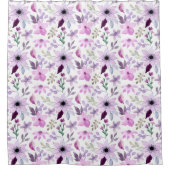 Elegantes rosa und violettes Blumenmuster Duschvorhang (Vorderseite)