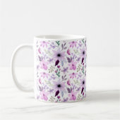 Elegantes rosa und violettes Blumenmuster Kaffeetasse (Links)