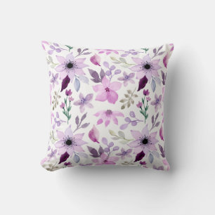 Elegantes rosa und violettes Blumenmuster Kissen