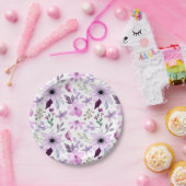 Elegantes rosa und violettes Blumenmuster Pappteller (Party)