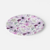 Elegantes rosa und violettes Blumenmuster Pappteller (Schrägansicht)