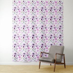 Elegantes rosa und violettes Blumenmuster Wandteppich