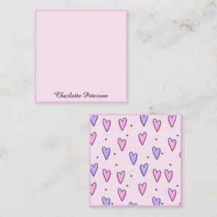 Elegantes rosa und violettes Herz-Monogramm Mitteilungskarte