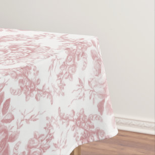 Elegantes rosa und weiße Blumentoilette Tischdecke