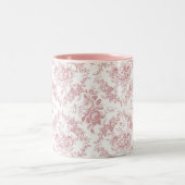 Elegantes rosa und weiße Blumentoilette Zweifarbige Tasse (Mittel)