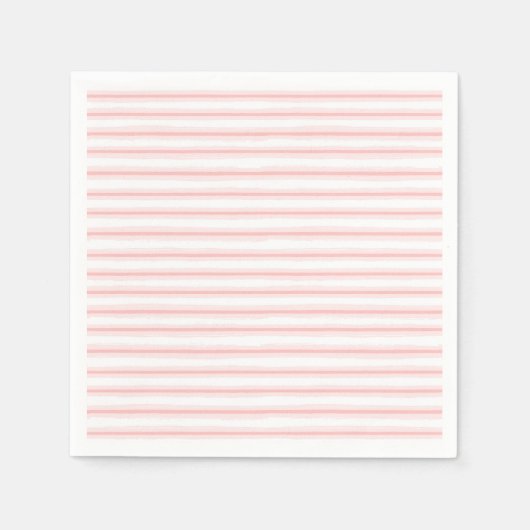 Elegantes rosa und weiße, horizontale Streifen Mus Serviette (Vorderseite)
