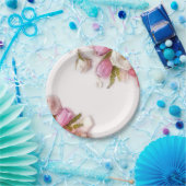 Elegantes rosa und weißer Frühlings-BlumenAquarell Pappteller (Party)