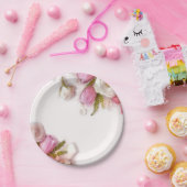 Elegantes rosa und weißer Frühlings-BlumenAquarell Pappteller (Party)