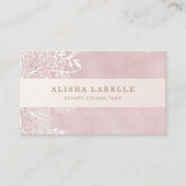 Elegantes, rosa und weißes Blattwerk Visitenkarte (Vorderseite)