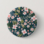 Elegantes rosa und weißes Blumenmuster Button (Vorderseite)