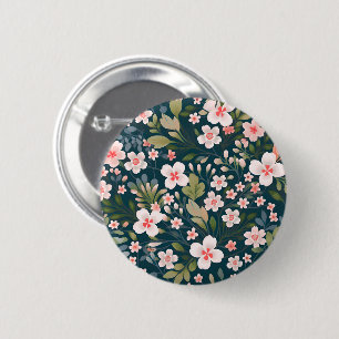 Elegantes rosa und weißes Blumenmuster Button