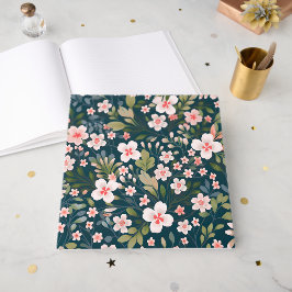 Elegantes rosa und weißes Blumenmuster Gästebuch