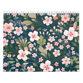 Elegantes rosa und weißes Blumenmuster Kalender