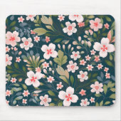 Elegantes rosa und weißes Blumenmuster Mousepad (Vorne)