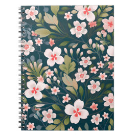 Elegantes rosa und weißes Blumenmuster Notizblock