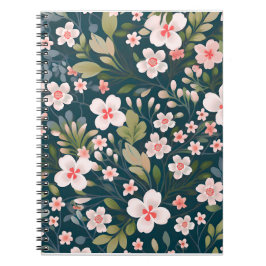 Elegantes rosa und weißes Blumenmuster Notizblock