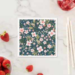 Elegantes rosa und weißes Blumenmuster Serviette