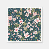 Elegantes rosa und weißes Blumenmuster Serviette (Vorderseite)