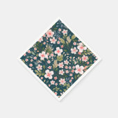 Elegantes rosa und weißes Blumenmuster Serviette (Ecke)