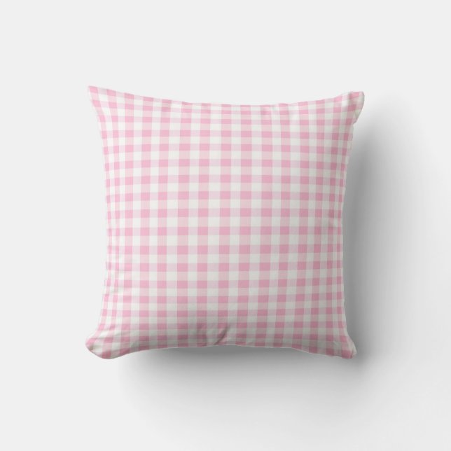 Elegantes rosa und weißes Gingham-Muster Kissen (Vorderseite)