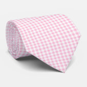 Elegantes rosa und weißes Gingham-Muster Krawatte (Gerollt)