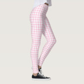 Elegantes rosa und weißes Gingham-Muster Leggings (Rechts)