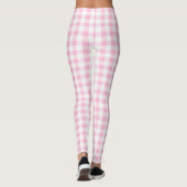 Elegantes rosa und weißes Gingham-Muster Leggings (Rückseite)