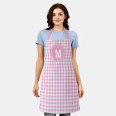 Elegantes rosa und weißes Gingham-Muster Schürze (Getragen)