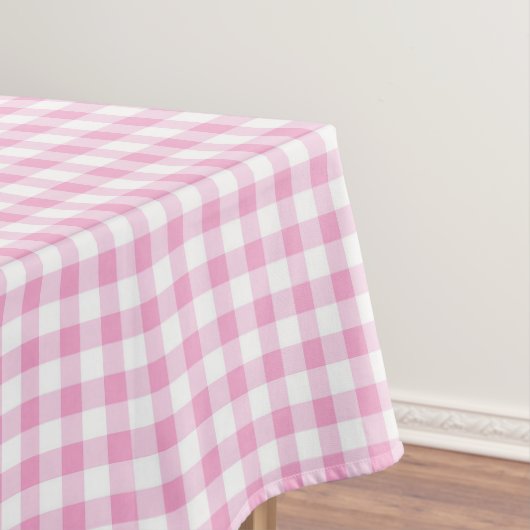 Elegantes rosa und weißes Gingham-Muster Tischdecke (Beispiel)