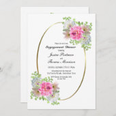 Elegantes Rosa Verlobung Abendessen Einladung (Vorne/Hinten)
