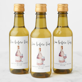 Elegantes Rosa Vino Vor Vows Brautparty Gefallen Weinetikett