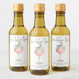 Elegantes Rosa Vino Vor Vows Brautparty Gefallen Weinetikett