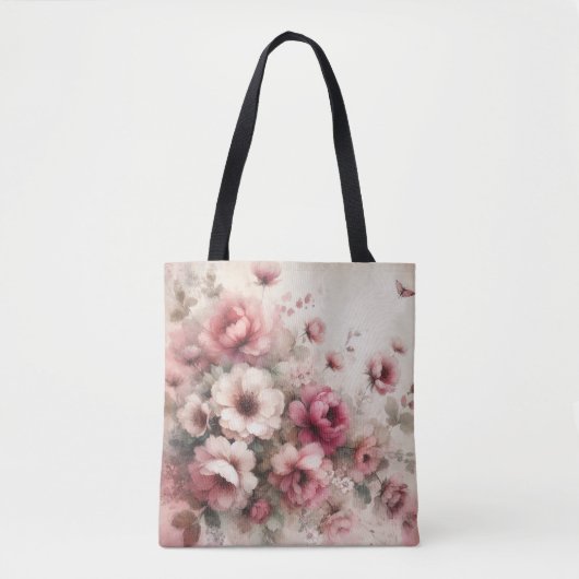 Elegantes Rosa Vintag Inspiriert Wasserfarben Tasche (Vorderseite)