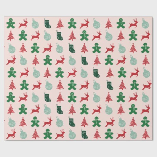 Elegantes Rosa Vintag Retro Weihnachten Geschenkpapier (Flach)