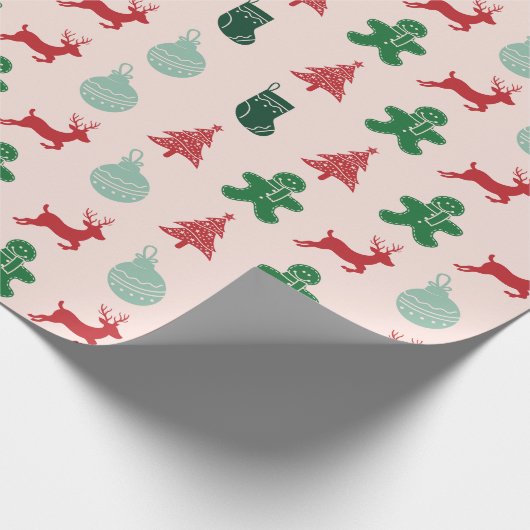 Elegantes Rosa Vintag Retro Weihnachten Geschenkpapier (Ecke)