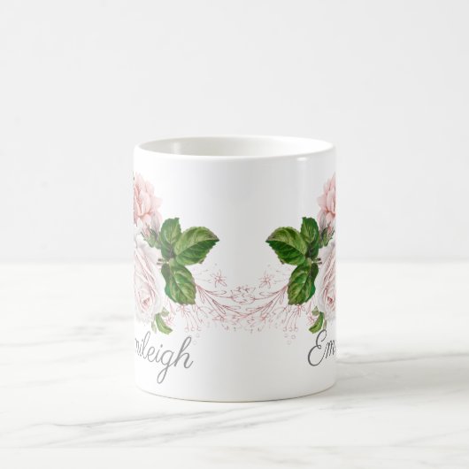 Elegantes Rosa Vintage Blüte Kaffeetasse (Mittel)