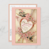 Elegantes rosa Vintages florales Herz Postkarte (Vorne/Hinten)