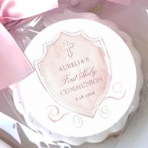 Elegantes rosa Wappen Erstkommunion